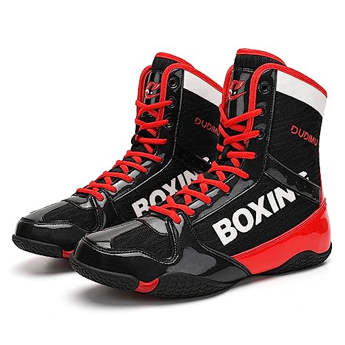 Image of Mens Boxing Shoes High Top Wrestling Training Boots Non Slip