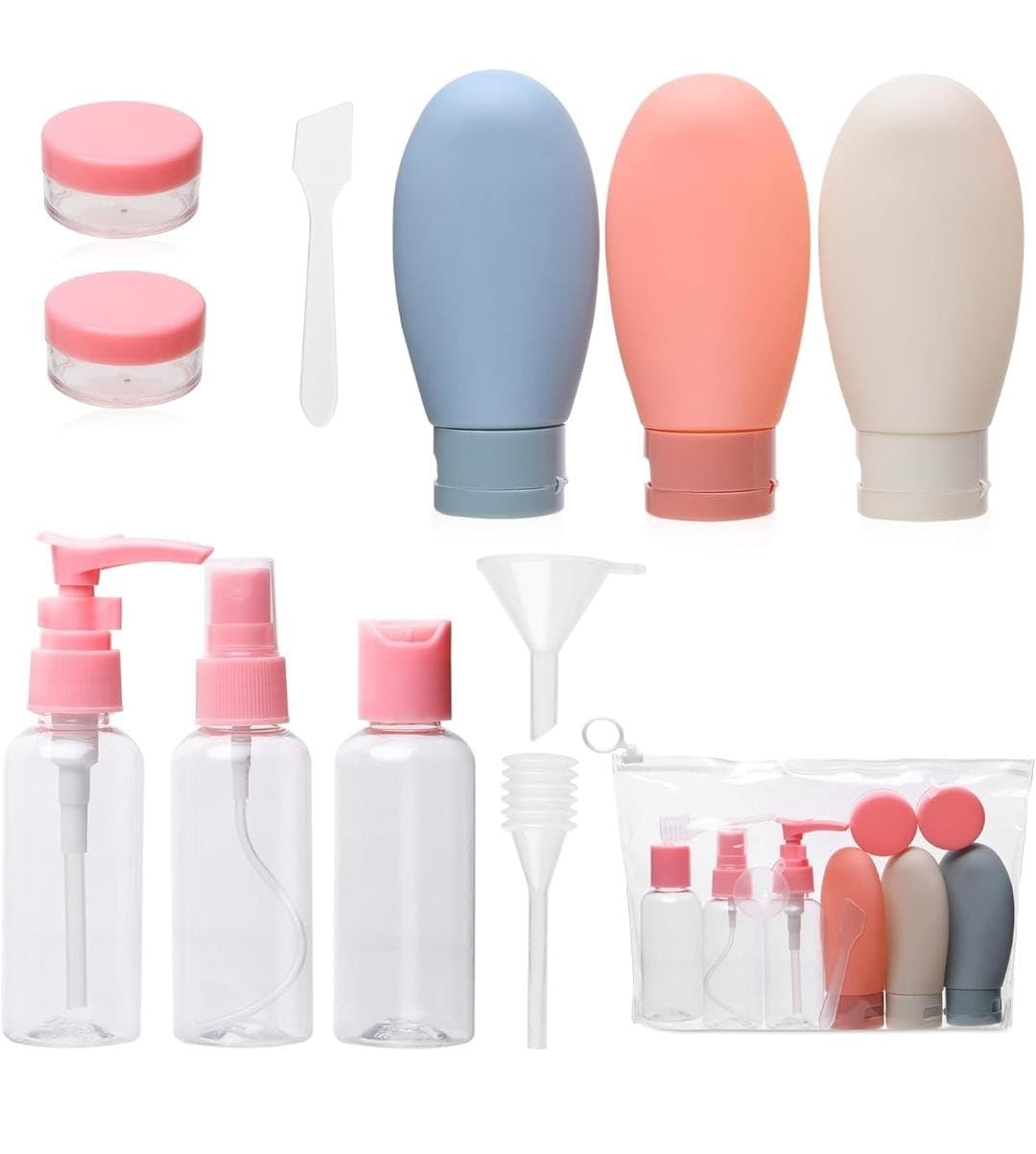 LABHESHWARA Pack of 11 Travel Bottles for Toiletries Travel Essentials for Women || Toiletry Bottles for Travelling for Shampoo Cream Handwash Lotion Storage Bottle Accessories Women-image-18