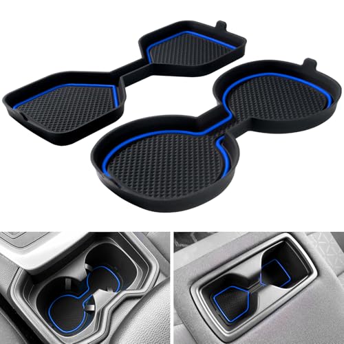 REMOCH 3D Cup Holder Inserts for Toyota RAV4 Accessories 2025 2024 2023 2022 2021 2020 2019 Silicone Cup Coaster Mats Pad Center Console Liner (2Pcs Set, Blue Trim)