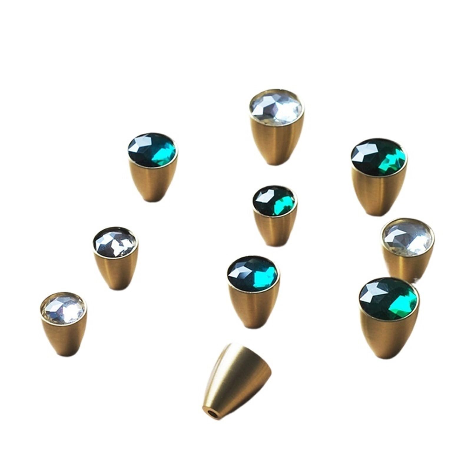 Kdhcvkz Emerald 16Mm 1Pcs Brass Furniture Knobs Emerald Crystal Diamond Cabinet Knobs And Handles Dresser Drawer Knobs Kitchen Cupboard Door Pulls(Emerald 16Mm)