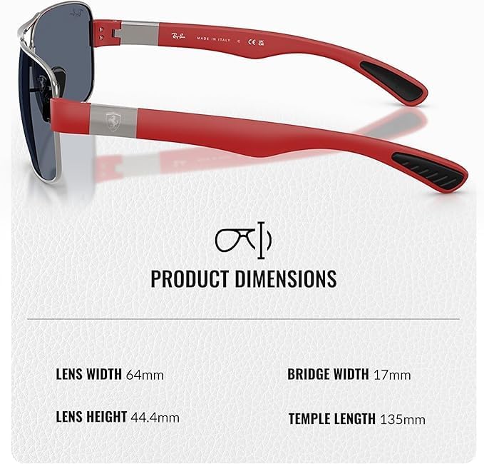 Ray-Ban RB3763M SCUDERIA FERRARI COLLECTION Square Shaped Sunglasses for Men & Women with Official RAYBAN Eyewear Kit