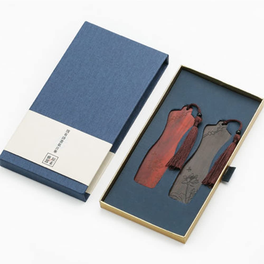 2pcs handgefertigte hölzerne Lesezeichen Geschenkbox Set natürliche Geschnitzte Lesezeichen einzigartige Lesezeichen Schöne Geschenk für jeden Leser
