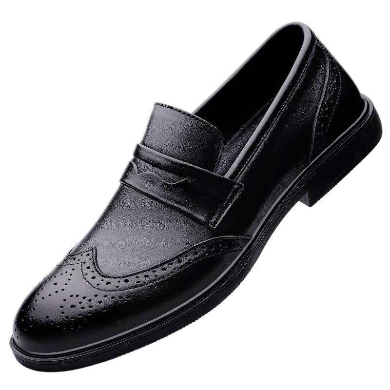 Mens Formal Hollow Shoes Classic Business Party Wedding Non Slip Rubber Sole Low Top Casual Synthetic Pu Leather Office Slip-on Plain Toe
