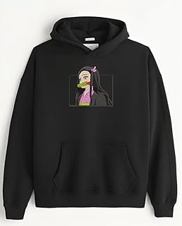 هودي او تي شيرت سترة شنطة توت نيزوكو اينوسوكي تانجيرو - تطريز ديمون زيسو سويتر توتي باج 56 XL اسود قطن