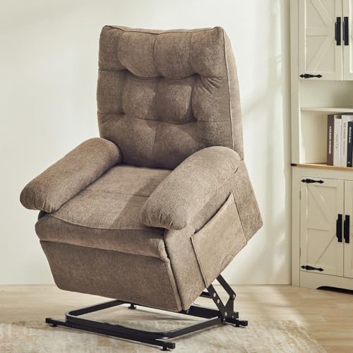 Sillón power lift reclinable chenille marrón miniatura 4