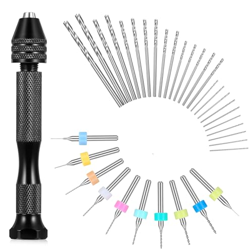 37 Stück Handbohrer Set Mini Bohrmaschine Pin Vise mit 25 Spiralbohrer (0,5–3,0 mm) und 10 PCB Mini-Bohrer (0,3–1,2 mm) Präzisions Mikro für Metall Holz Schmuck Modellbau und Heimwerkerbohrungen 37 Stück Handbohrer Set Mini Bohrmaschine Pin Vise mit 25 Spiralbohrer (0,5–3,0 mm) und 10 PCB Mini-Bohrer (0,3–1,2 mm) Präzisions Mikro für Metall Holz Schmuck Modellbau und Heimwerkerbohrungen
