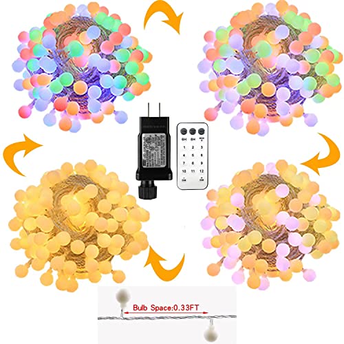 Rathun Globe String Lights,Multicolor 65.6 Feet 150 Led 11 Lighting Modes Fairy String Lights With Remote,Waterproof Mini Globe Lights Decorn For Indoor Outdoor Party Wedding Christmas Tree Garden #TOP6