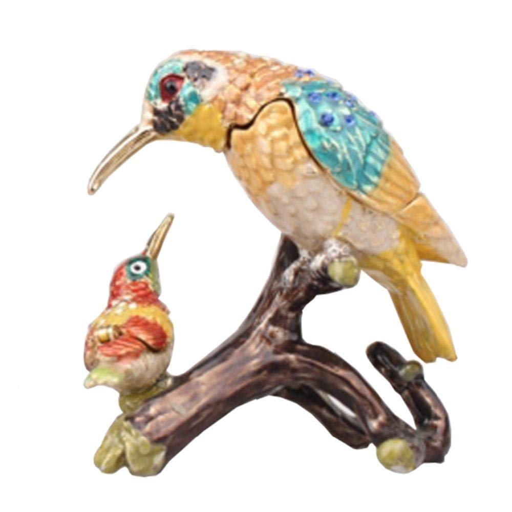 Boîte de rangement oiseau en métal et sculpture animalière décorative