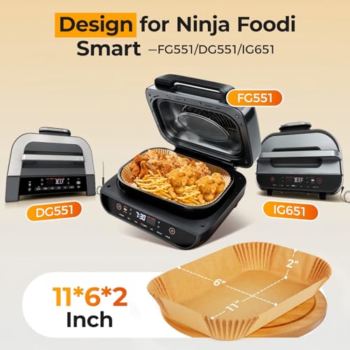 Image of Vailnd 150Pcs Air Fryer Liners Disposable for Ninja Smart XL, 11'' X 6'' Parchment Paper Air Fryer Liners for Ninja Indoor Grill, Food Grade | Grease Proof | 428F Heat-Resistant | Simple Cleanup