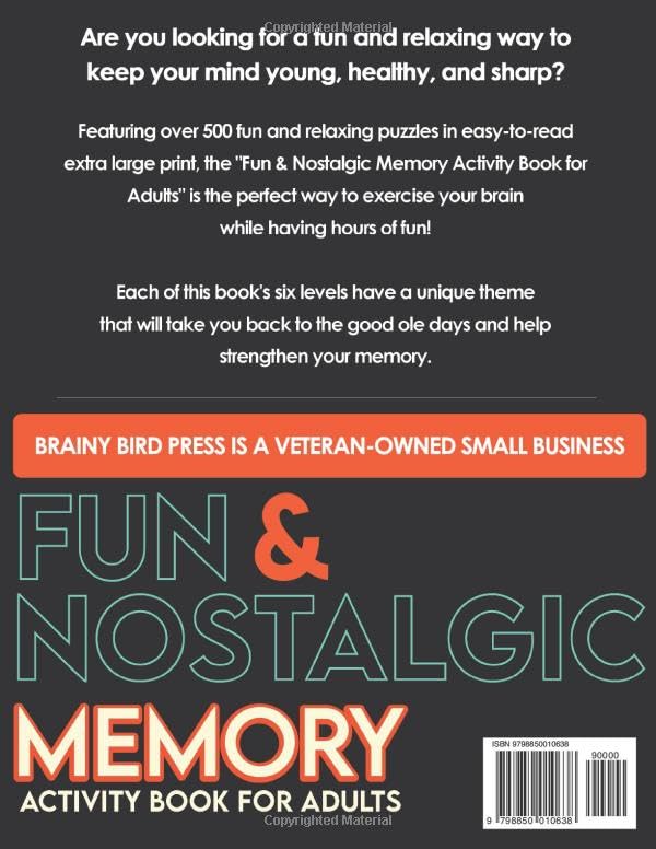 Miniatura 2 de The Fun & Nostalgic Memory Activity Book for Adults 500+ Easy Brain Games, Crosswords, Trivia, Word Search, Sudoku & More