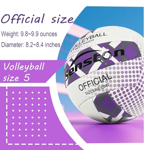Image of Senston Size 5 Volleyball - Soft & Durable Microfiber Cover for Adults & Youth | Official Size for Indoor, Outdoor, Beach & Gym Training | Includes Air Pump | Soft & Durable Microfiber Cover,for Indoor, Outdoor, Beach & Gym Training