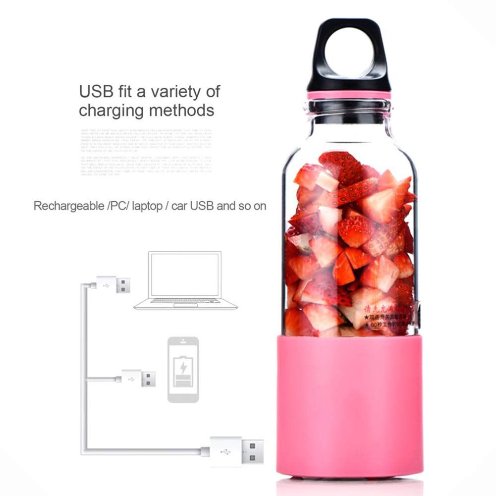 Li-HIM Batidora portátil Personal/Batidora eléctrica Licuadora/Licuadora Recargable USB, 4 Cuchillas 500 ml, para Viajes a casa,Verde