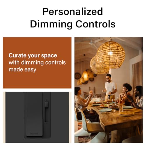 Image of Legrand Radiant 150W LED Dimmer Light Switch 3-Way Rocker Black 1 Pack