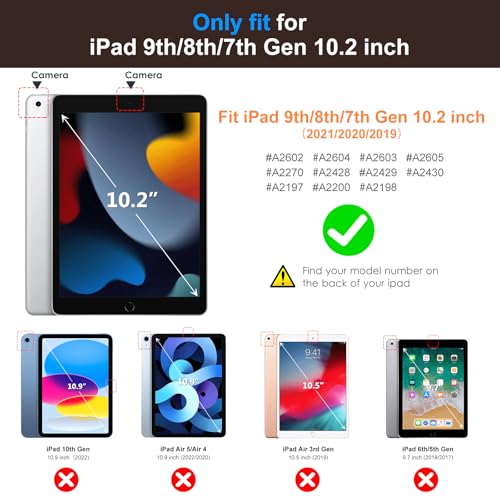 Image of DTTO for iPad 9th /8th /7th Generation 10.2 inch Case 2021 /2020 /2019 with Keyboard, 7 Colors Backlit Wireless Detachable Keyboard Premium Leather Folio Cover with Pencil Holder & Pocket, Dark Brown