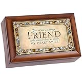 Cottage Garden Amazing Friend Woodgrain Jewelry Music Box Plays What Friends are for