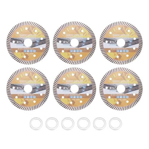 Lame de scie diamant 114mm orange avec bague de réduction 15mm pour meuleuse, Lot de 6