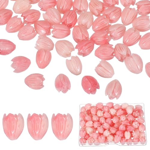 Perles fleurs corail imitation jade avec boîte de rangement - 2