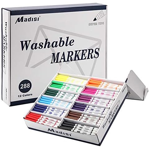 Madisi Washable Markers, Super Tips Markers, Assorted Colors, Classroom Bulk Pack, 288 Count Cover