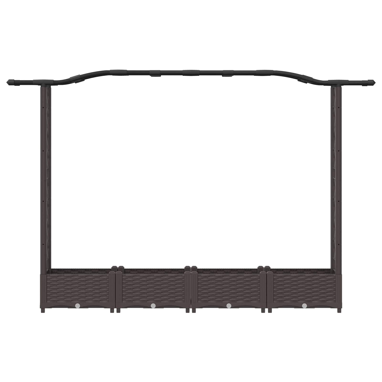 Jardinera de polipropileno con enrejado y techo marrón, 207 x 40 x 123 cm