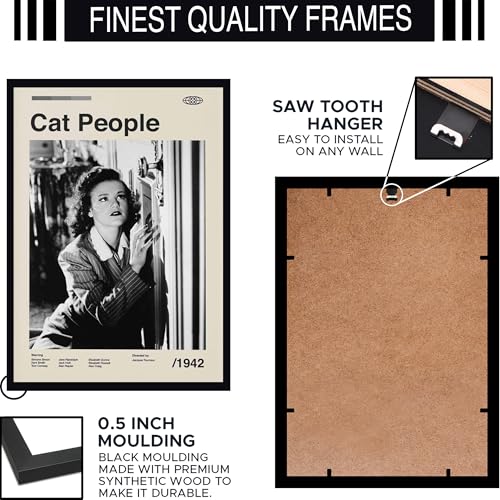 Image of BLINKART Cat People (1942) Movie Poster Frame 8x12 Inch | Premium 300 GSM Paper Wall Print | Mid Century Vintage Film Artwork for Home, Bedroom, Living Room, Office | Framed Photo Decor