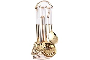 AQUAX White and Gold Pots and Pans Kitchenware Set of 7