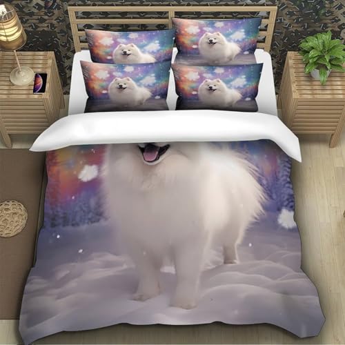 Housse de couette chien blanc parure de lit 135x200 pas cher - 5