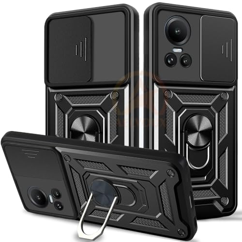 Image of Armor Bumper Back Cover Case for Oppo Reno 10 /10 Pro 5G Rotating Camera Cover, Ring Holder & Kickstand | Heavy Duty & 360 Degree Protection Oppo Reno 10 /10 Pro 5G Back Cover (Black)
