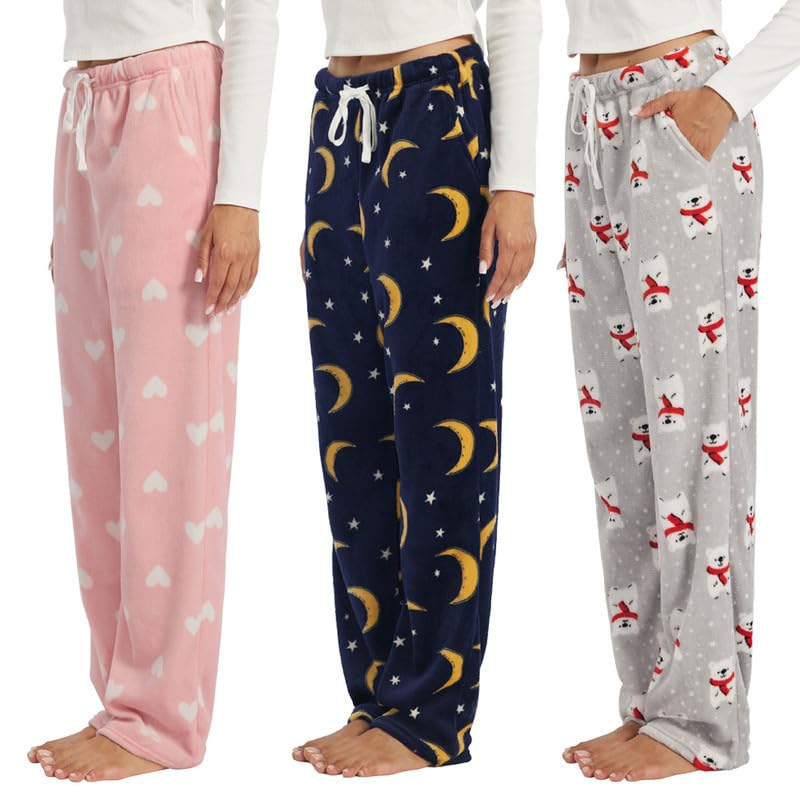 3-Pack Womens Flannel Pajama Pants – Soft Plaid...
