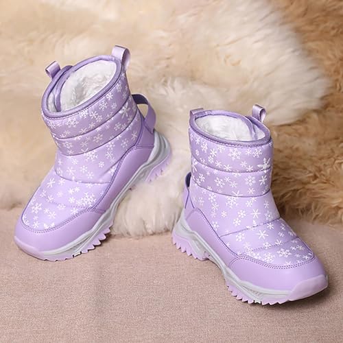Boys Girls Wnter Snow Boots F𝐮lly F𝐮r Lined Warm Outdoor Hiking Shoes 𝐖aterproof Anti-Slip Kids Toddlers Snow Boots4