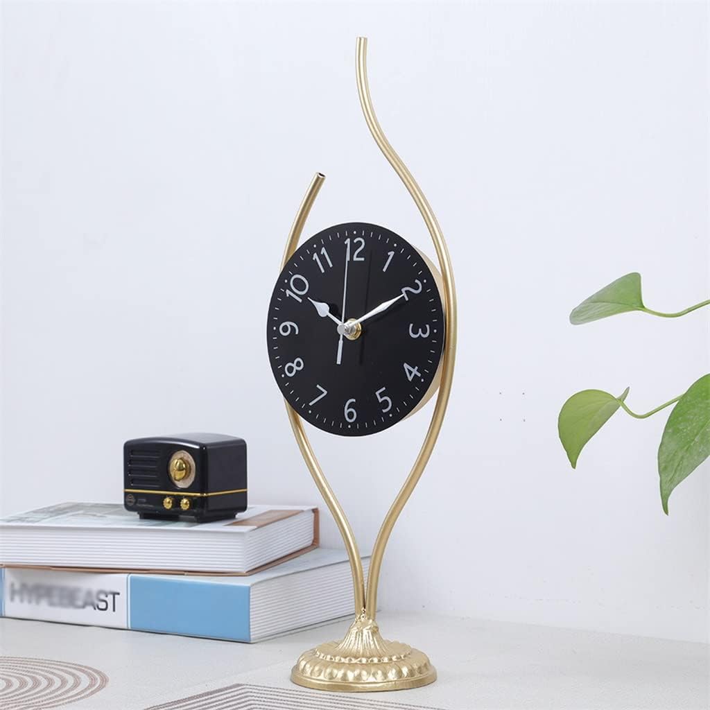 White European Iron Art Table Top Clock Seat Living Room Study Pendulum(E)