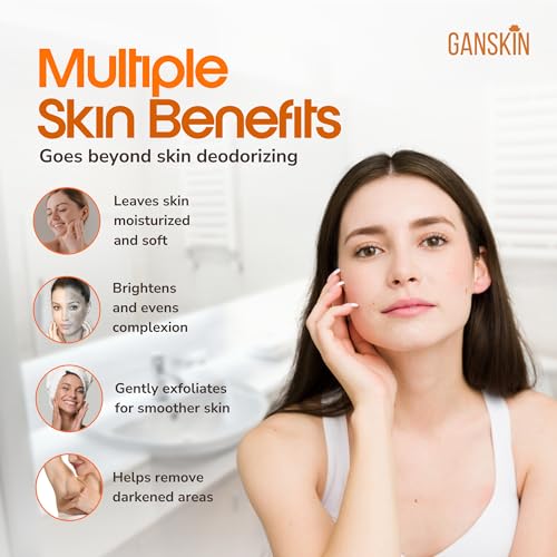 Ganskin Persimmon Soap Bar for Body Odor Control – Purifying Deodorizing Body Wash with Japanese Persimmon & Green Tea Extract for Eliminating Body Odor – Deodorant Soap for Skin Cleansing