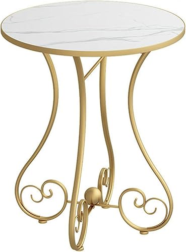 Mesa de Centro Small Round Coffee Table for Living Room European-Style Side Table with Metal e Modern and Simple Sofa End Table for Balcony Small