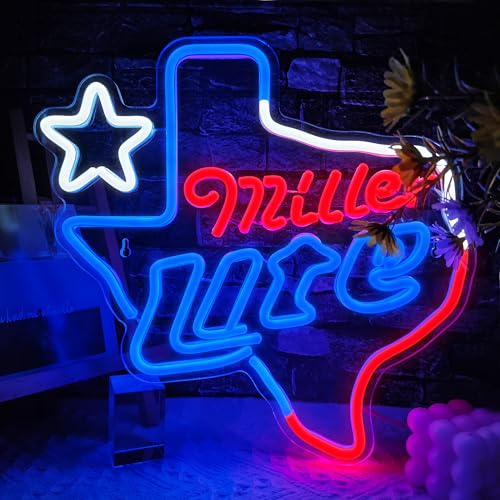 Image of Beer Neon Sign Texas Map Shape Neon Lights Dimmable Beer Light up Sign for Man Cave Pub Home Bar Party Bedroom Club Pub Bistro Decor USB Powered