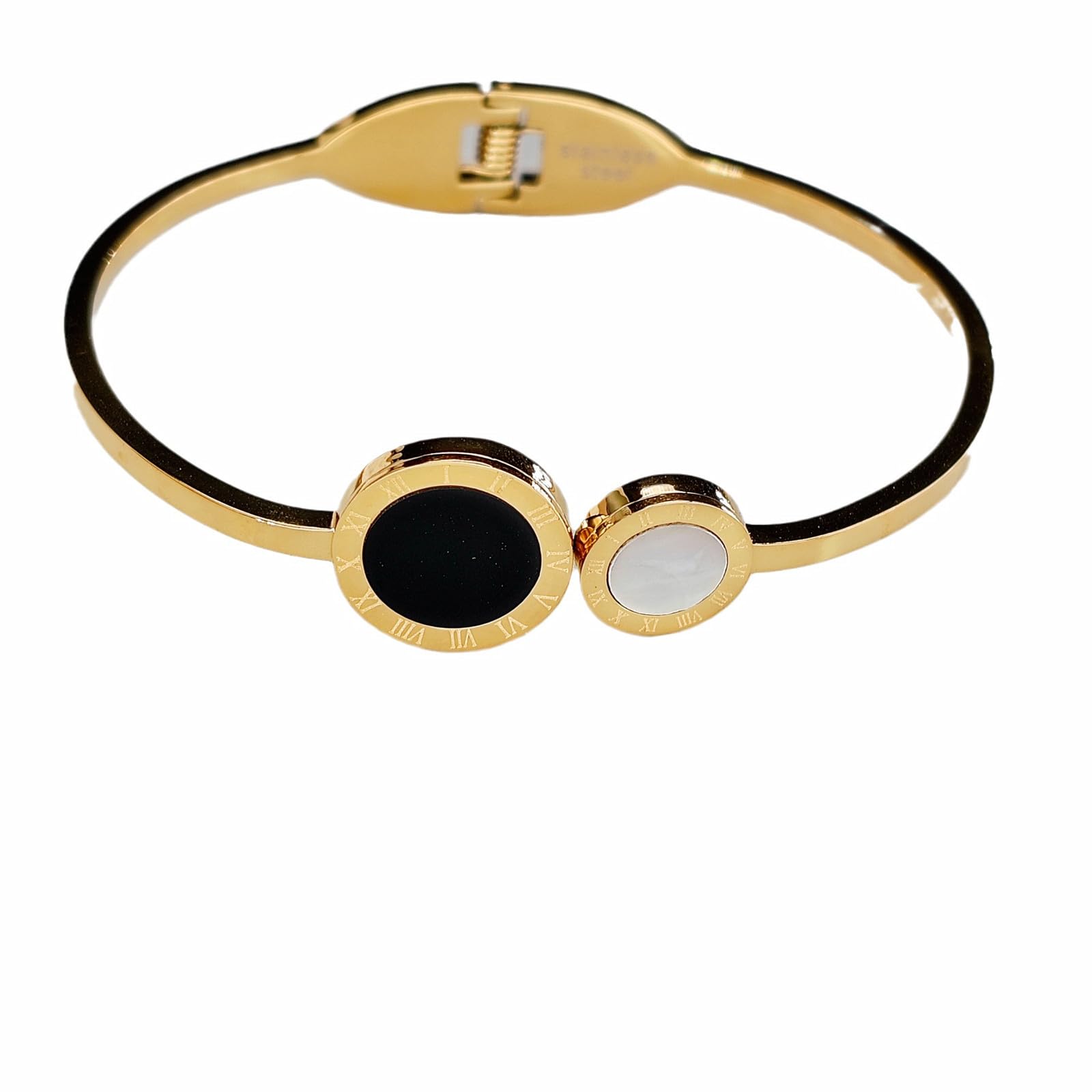 Odddot Women's Gold New Classic Round Roman Digital Titanium Steel Bangle Trendy Jewelry For Light Luxury Elegant Sweet Bangle