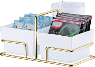Suporte Porta Sachês Mexedor Para Café Chá Branco Dourado 1156DD - Future