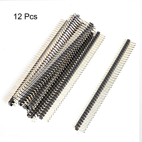 sourcing map 12 Stück 2,54 mm Zweireihig 2x40 80 Stift Stecker Gerade Stift Leiste 100mm