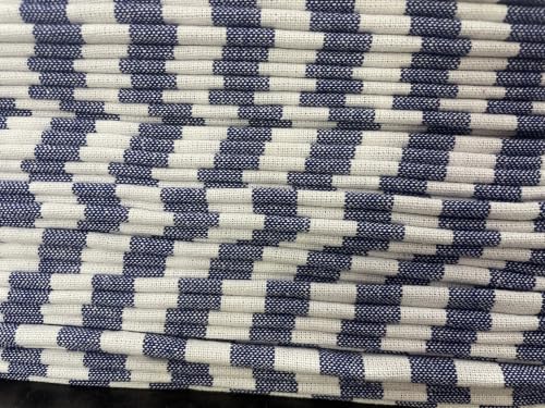 Image of Glus Fabric by The Metre-Mercerised Dyed Cotton for Embroidery-Cross Stitch-Bed Covers-Curtains-Cushion Covers-Table Cloth-Chair Upholstery-Sofa Cover (Blue Stripe, 100 cm X144 cm)