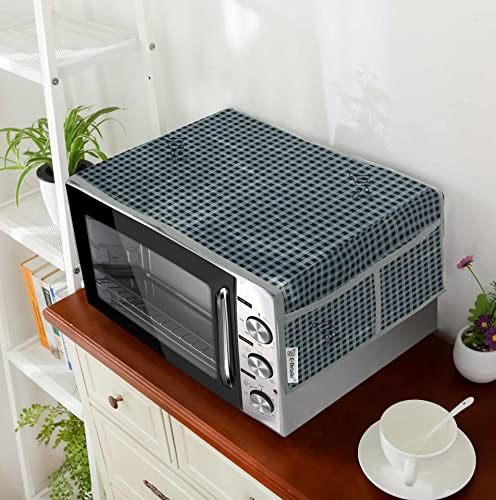 Image of PVC Waterproof 3-Layered Microwave Oven Top Cover With 4 Utility Pockets Suitable for Upto 30 Liter (Color- Gray, Size-36x14 Inches)
