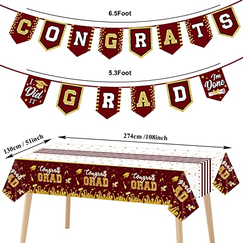 Party Greeting PG0251 Graduation Party Decoration Banner Backdrop Kit Class Of 2022 Congrats Grad Tablecloth Maroon Graduation Party Supplies Kit thumb #2
