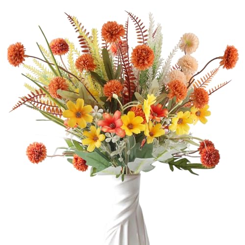 CYIOU 9 Stück Herbstblumen Künstlich Wie Echt Künstlicher Blumenstrauss Herbstdeko Blumenstrauß...