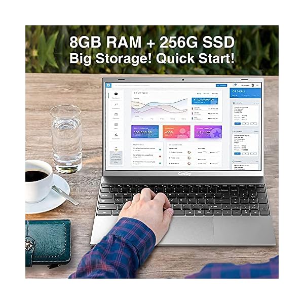 Coolby Windows 10 Pro Laptop, 15.6 inch 1920x1080 IPS Screen, 8GB DDR4 RAM / 256GB SSD Laptop Computers, Intel J4125 Quad-Core Processor, Support Update Windows 11, Dual WiFi, BT, Full Size Keyboard