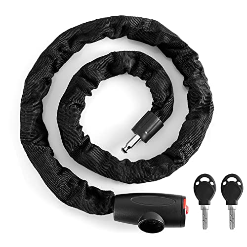 Meisax 120cm Fahrradschloss Hohe Sicherheit, Kettenschloss Fahrrad aus 6mm gehärtetem Stahl, Fahrradschloss Lang mit 2 Schlüsseln, Fahrradschloss Kinder für Fahrräder, Motorräder, Roller, E-Bike