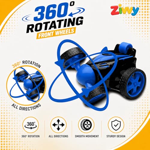Image of Blue 360 Rotating & Rolling Stunt Car Toy | Spin, Stunt, Flip Functions | Remote Control Stunt Car Toy for Kids | Toys for Boys 7-14 Years | Birthday Gift for Kids