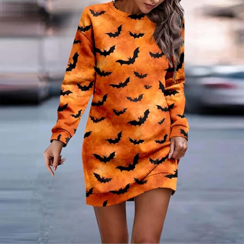 Robe décontractée à manches longues femme imprimé Halloween robe pull confortable - 3