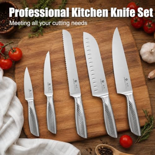 Image of imarku 15PCS White Knife Set, High Carbon Stainless Steel with Sharpener