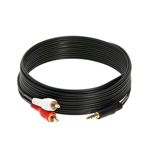 Cable estéreo de audio macho de 0.138 in a 2 RCA de 6 pies, 10 pies, 12 pies, 15 pies, 25 pies (15 pies)