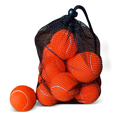 Image of Magicorange Tennis Balls, 12 Pack Advanced Training Tennis Balls Practice Balls, Pet Dog Playing Balls, Come with Mesh Bag for Easy Transport, Good for Beginner Training Ball (Dark Orange)