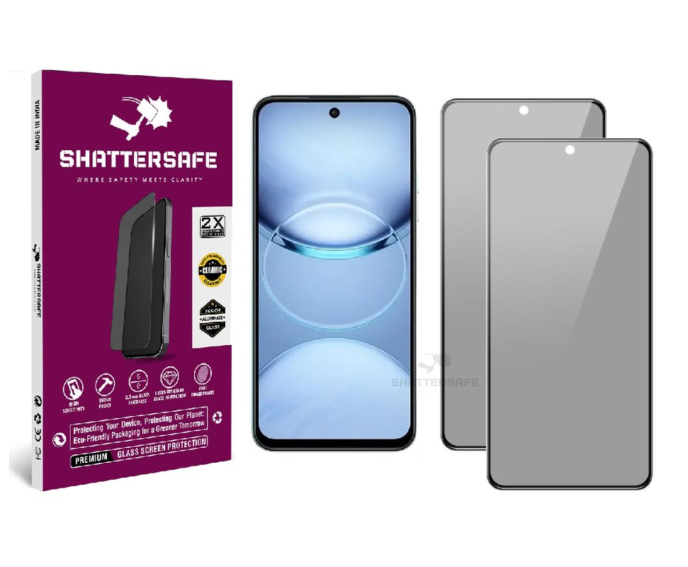 Image of Anti-Spy Privacy Tempered Glass Compatible For Tecno Spark 30 5G [Pack of 2]. 9H Hardness, Anti-Scratch, Edge-to-Edge Protection With Easy Installation Kit & Case Friendly Fit.