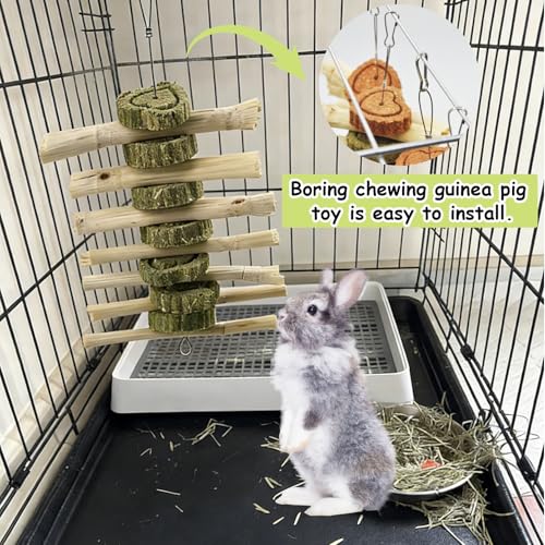 Image of Natural Sweet Bamboo Grass Cake for Grinding Teeth,Rabbit Chew Toys Snack Hanging Guinea Pig Cake Toys String for Bunny,Chinchilla,Guinea Pigs,Squirrel,Gerbil (4PCS)