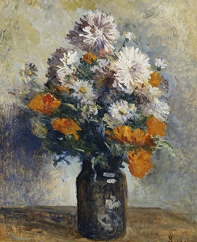 Affiche toile Vase Dahlias par Maximilien Luce reproduction d'art portrait 60x90cm pour mur
